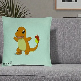 Perna Personalizata Charmander Pokemon, 40x40 cm, Verde Menta, Husa Detasabila, Perna Inclusa, BEKZ®