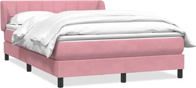 vidaXL Pat box spring cu saltea, roz, 140x220 cm, catifea