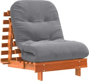 vidaXL Canapea futon cu saltea, maro, 70x206x11 cm, lemn masiv de pin