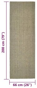 Covor din sisal natural, gri taupe, 66x200 cm Gri taupe, 66 x 200 cm
