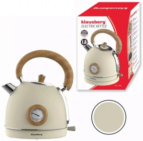 Ceanic cu termometru Klausberg KB 7906, 2200W, 1.8 l, Indicator nivel apa, Protectie supraincalzire, Crem