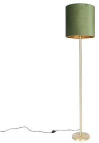Lampă de podea botanică din alamă cu abajur verde 40 cm - Simplo