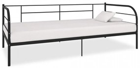 Cadru pat de zi, negru, 90 x 200 cm, metal