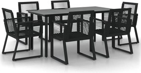 vidaXL Set mobilier de grădină, 7 piese, negru, ratan PVC