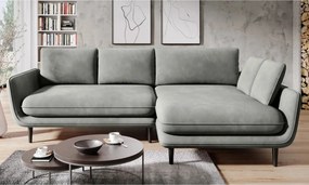 Coltar extensibil SOLANO, sezlong dreapta, stofa catifelata verde - El