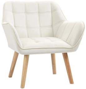 HOMCOM Fotoliu de design scandinav  din lemn si catifea de culoare crem, pentru sufragerie sau birou, 68,5x61x72,5cm
