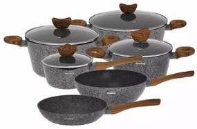 Set vase de gatit Klausberg KB 7242, 12 bucati, Acoperire granit, Inductie,Gri