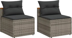 vidaXL Canapea grădină perne fără cotiere 2 buc. gri deschis poliratan