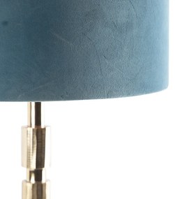 Lampă de masă Art Deco nuanță de catifea aurie albastru 35 cm - Torre