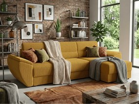 Coltar extensibil de colt TAVERO, mustar, reversibil, 251x140 cm