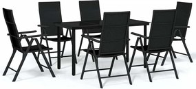 vidaXL Set de servit masa pentru grădină, 7 piese, negru