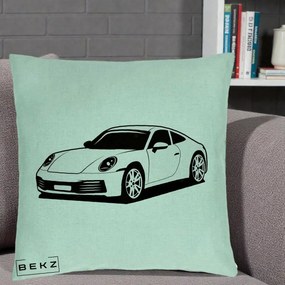 Perna Personalizata Porsche 911 Silueta, 40x40 cm, Verde Menta, Husa Detasabila, Perna Inclusa, BEKZ®