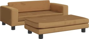 vidaXL Pat pentru câini cu extensie, maro, 100x50x30 cm, catifea
