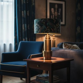 Lampă de masă cu abajur din catifea bronz verde smarald cu auriu 50 cm - Bruut