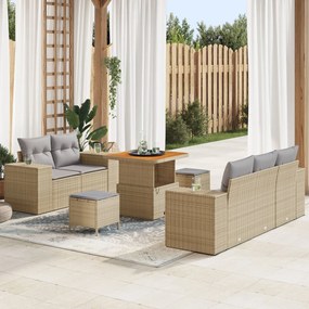vidaXL Set de canapele pentru grădină 8 pcs Bej poliratan