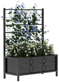 Outsunny Jardinieră cu Grilaj pentru Plante Cățărătoare din Oțel cu 2 Orificii de Drenaj, 90x40x120 cm, Negru | Aosom Romania