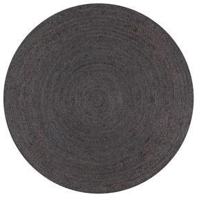 vidaXL Covor manual, gri închis, 90 cm, iută, rotund