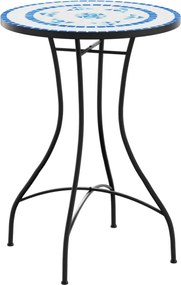 vidaXL Masă de bistro, albastru și alb, Ø50x70 cm, ceramică, mozaic