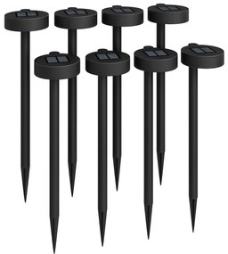 Outsunny Set 8 Lămpi de Exterior cu Energie Solară și Iluminare LED Negru | Aosom Romania