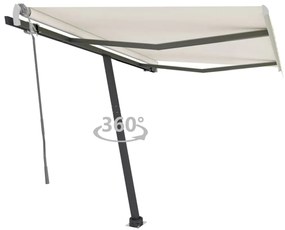 vidaXL Copertină autonomă retractabilă manual, crem, 350x250 cm