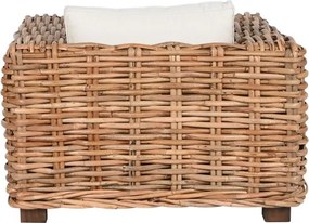 Set lounge exterior din rattan natural împletit, 4 piese cu canapea, 2 fotolii, măsuță și perne incluse, "Bahia"