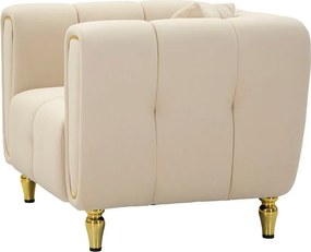 Fotoliu crem cu tapițerie din catifea Alma – Mauro Ferretti