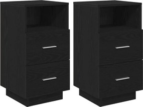 vidaXL Noptiere 2 buc cu 2 sertare Negru 36x36x68 cm