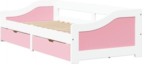 vidaXL Pat de zi cu 2 sertare fără saltea „IRUN” alb și roz 90x200 cm