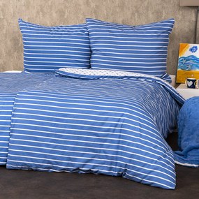 Lenjerie de pat din bumbac 4Home Dungi, albastru, 140 x 220 cm, 70 x 90 cm