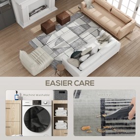 HOMCOM Covor Modern Antiderapant cu Linii Geometrice din Poliester, Multicolor | Aosom Romania