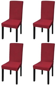 vidaXL Huse de scaun elastice drepte, 4 buc., roșu bordo
