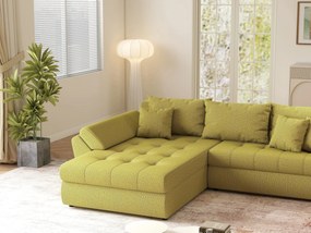 Colțar extensibil dumonde cu ladă de depozitare si sezut confortabil din spuma high-density, Loana Enjoy Green 270x185 cm