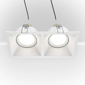 Corp incastrabil cu 2 spoturi directionabile design tehnic Dot alb