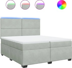 vidaXL Pat box spring cu saltea, gri deschis, 200x200 cm, catifea
