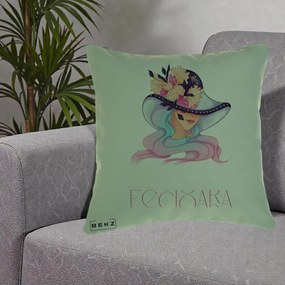 Perna Personalizata Zodie Fecioara, 40x40 cm, Verde, Husa Detasabila, Perna Inclusa, BEKZ®