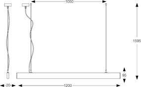 Ideal Lux - Pendul LED LINUS pe cablu, 32 W, 230 V, 4000 K, CRI 90, 120 cm, alb