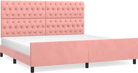 vidaXL Cadru de pat cu tăblie, roz, 200x200 cm, catifea