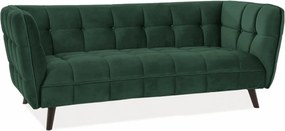 Canapea CASTELLO 3, verde/wenge, stofa catifelata/lemn/PAL, 200x85x78