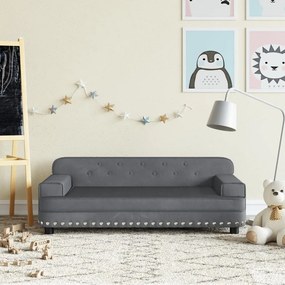 Canapea pentru copii, gri inchis, 90x53x30 cm, catifea