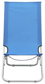 Scaune de plaja pliante, 2 buc., albastru, material textil 2, Albastru