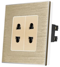 Priza Dubla cu Module Inguste cu Rama din Aluminiu LUXION