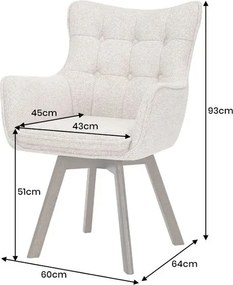 Set de 2 scaune pivotante picioare din lemn THOR bej