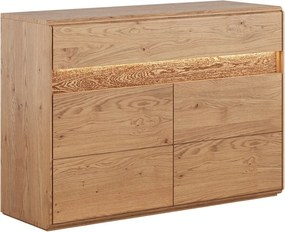 Comodă stejar masiv Dominic, 123 × 43,5 × 86 cm