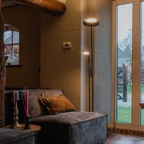 Lampă de podea neagră inclusiv LED și dimmer cu lampă de citit - Kelso