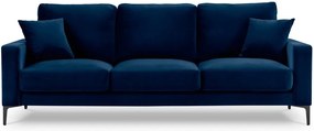 Canapea cu tapițerie din catifea Kooko Home Harmony, 220 cm, albastru marin