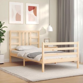 3193906 vidaXL Cadru de pat cu tăblie, 90x200 cm, lemn masiv