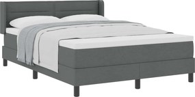 vidaXL Pat cu arcuri cu saltea Gri închis 200 x 140 cm țesătură