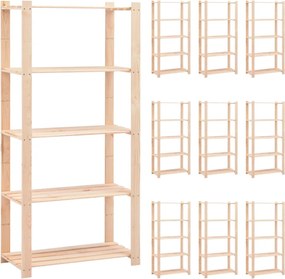 vidaXL Etajeră cu 5 niveluri, 10 buc., 80x38x170 cm, pin masiv, 250 kg