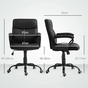 HOMCOM Scaun Ergonomic de Birou cu Funcție de Înclinare și Înălțime Reglabilă, 61x62x95-105 cm, Negru | Aosom Romania