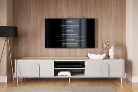 Comodă TV Amilio 220 cm cu sertar - cashmere / stejar uleiat / mânere cashmere